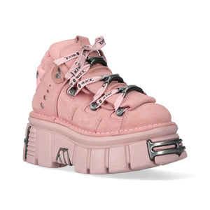 New Rock M-106-C158 Pink Platform Gothic Punk Ankle Boots-TruClothing