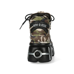 New Rock M-106-C169 Camouflage Leather Gothic Ankle Boots-TruClothing