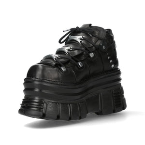 New Rock M-106-C178 Black Gothic Punk Chunky Ankle Boots-TruClothing