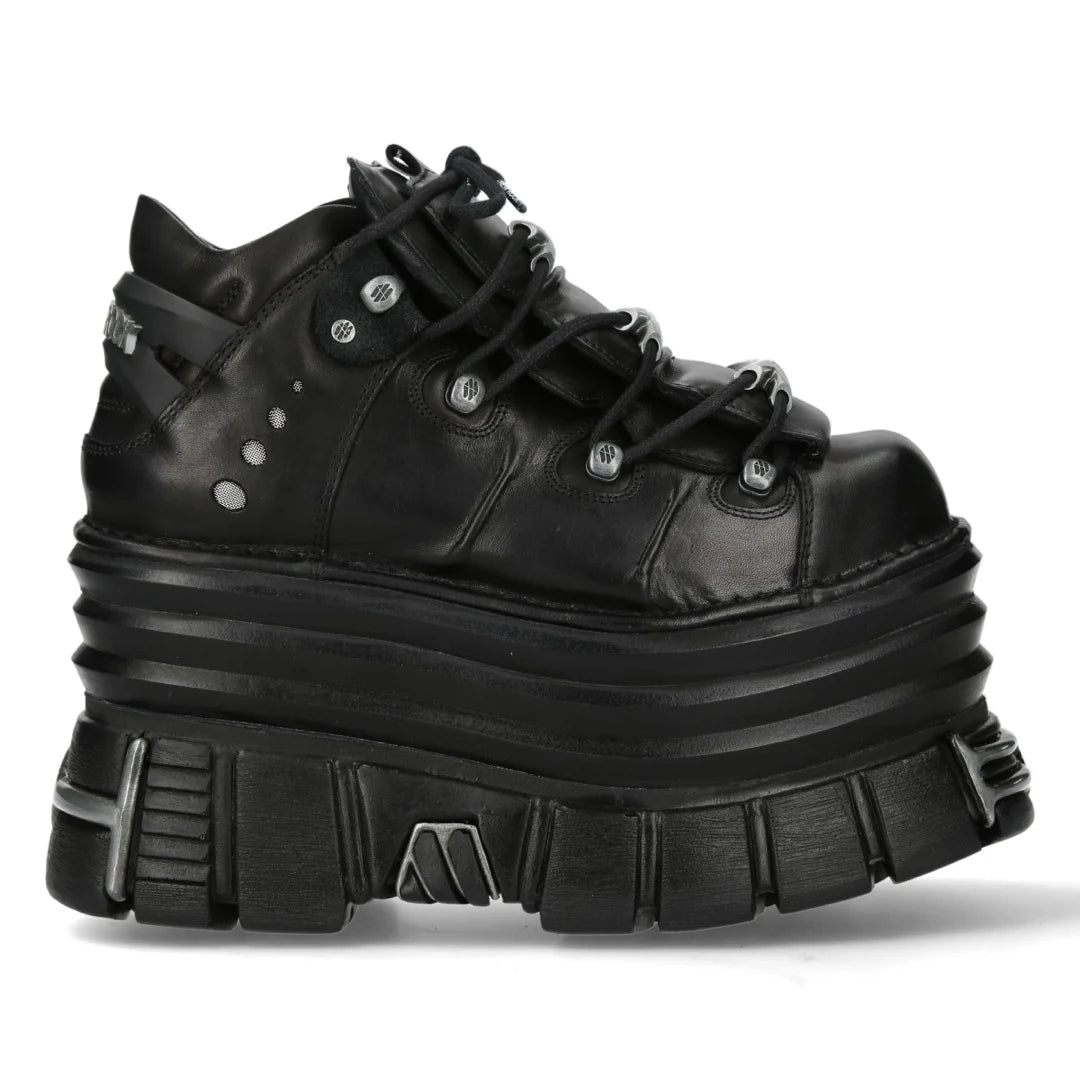 New Rock M-106-C181 Black Gothic Chunky Platform Ankle Boots-TruClothing