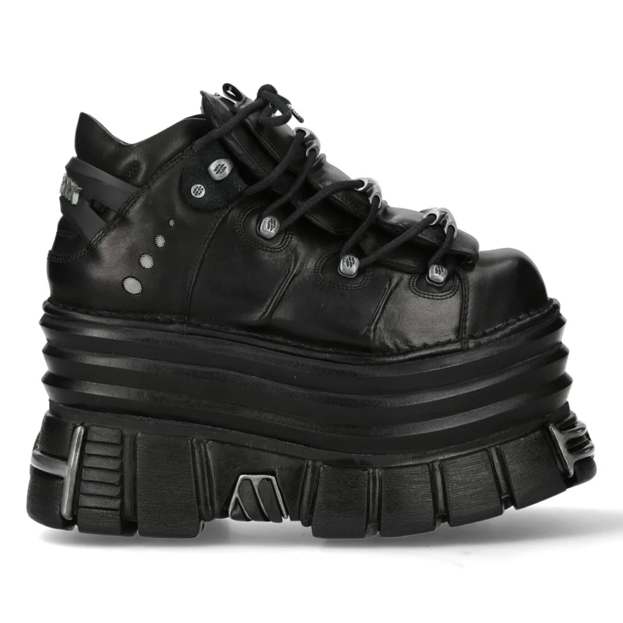 New Rock M-106-C181 Black Gothic Chunky Platform Ankle Boots-TruClothing