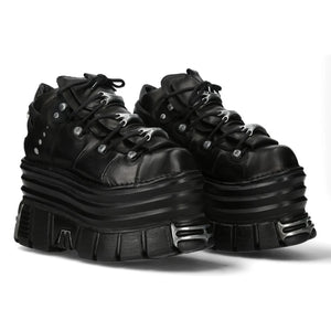 New Rock M-106-C181 Black Gothic Chunky Platform Ankle Boots-TruClothing