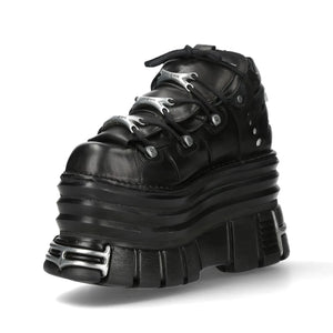 New Rock M-106-C181 Black Gothic Chunky Platform Ankle Boots-TruClothing