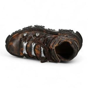 New Rock M-106-C194 Brown Flame Leather Ankle Platform Boots-TruClothing
