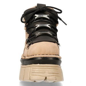 New Rock M-106-S40 Beige Leather Gothic Ankle Platform Boots-TruClothing