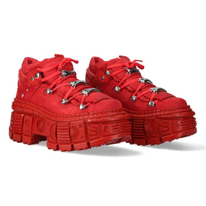 New Rock M-106WALL-C13 Red Leather Gothic Ankle Boots-TruClothing
