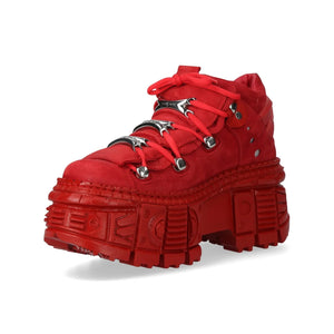 New Rock M-106WALL-C13 Red Leather Gothic Ankle Boots-TruClothing