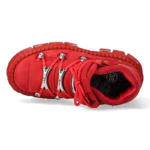New Rock M-106WALL-C13 Red Leather Gothic Ankle Boots-TruClothing