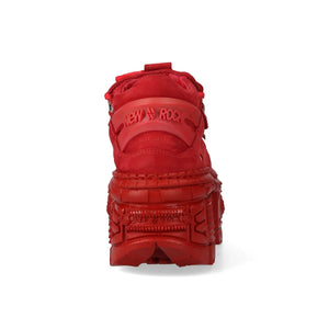 New Rock M-106WALL-C13 Red Leather Gothic Ankle Boots-TruClothing