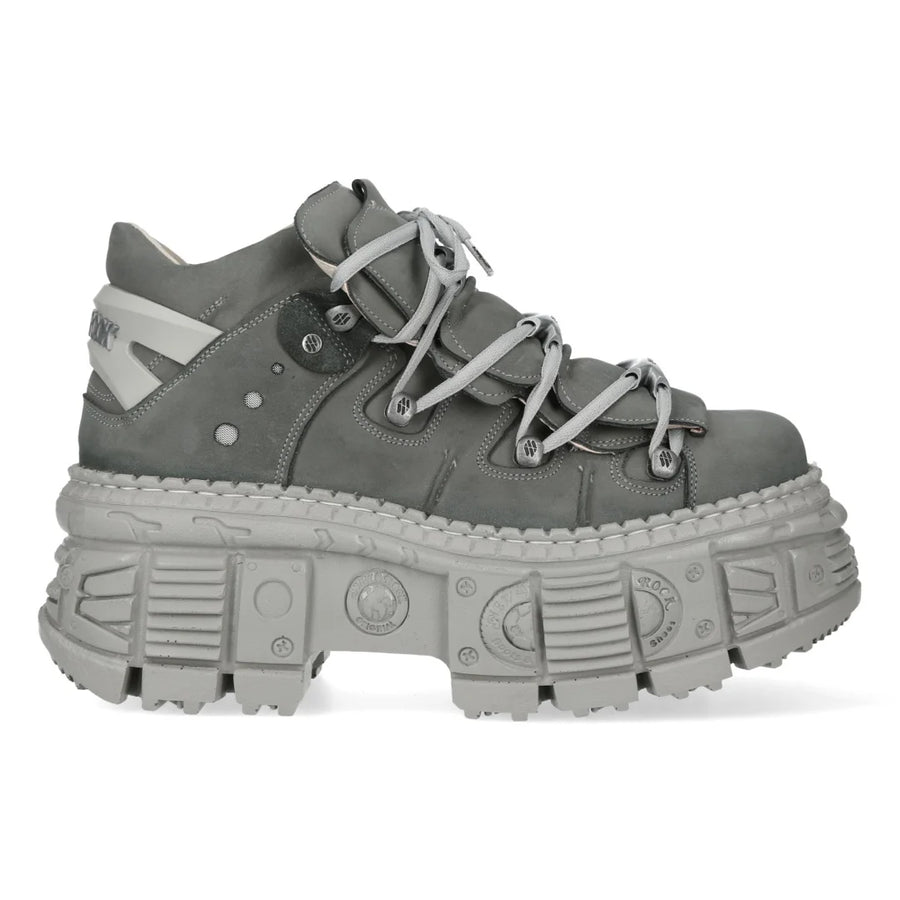 New Rock M-106WALL-C63 Grey Leather Urban Gothic Ankle Boots-TruClothing