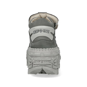 New Rock M-106WALL-C63 Grey Leather Urban Gothic Ankle Boots-TruClothing
