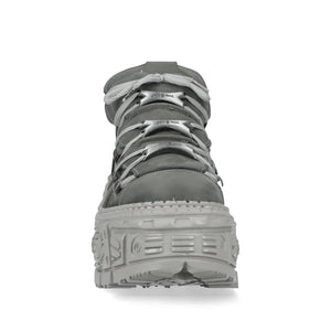 New Rock M-106WALL-C63 Grey Leather Urban Gothic Ankle Boots-TruClothing
