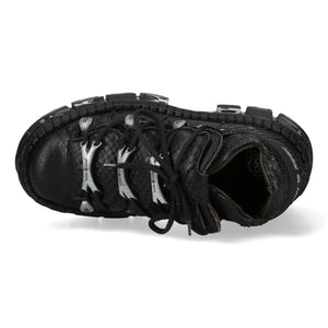 New Rock M-106WALL-C65 Black Leather Platform Ankle Boots-TruClothing