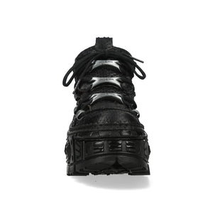 New Rock M-106WALL-C65 Black Leather Platform Ankle Boots-TruClothing