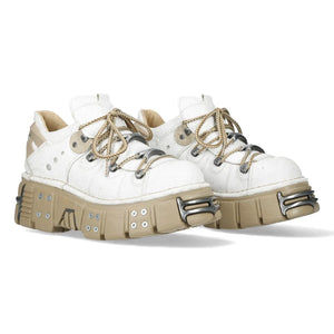 New Rock M-120N-C80 White Gothic Platform Ankle Boots-TruClothing