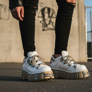 New Rock M-120N-C80 White Gothic Platform Ankle Boots-TruClothing