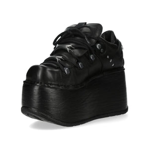 New Rock M-120N-C96 Black Leather Platform Ankle Boots-TruClothing