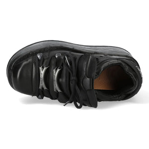 New Rock M-120N-C96 Black Leather Platform Ankle Boots-TruClothing