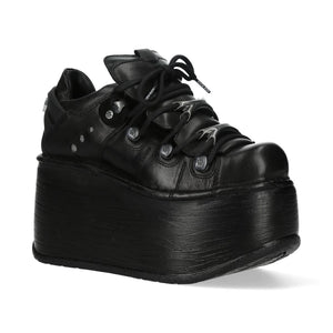 New Rock M-120N-C96 Black Leather Platform Ankle Boots-TruClothing