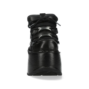 New Rock M-120N-C96 Black Leather Platform Ankle Boots-TruClothing