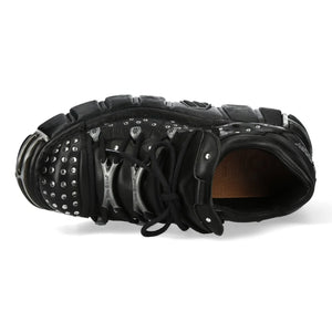 New Rock M-120NR-C1 Black Leather Platform Ankle Boots-TruClothing