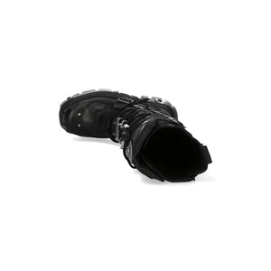 New Rock M-161-C10 Knee High Black Leather Gothic Boots-TruClothing