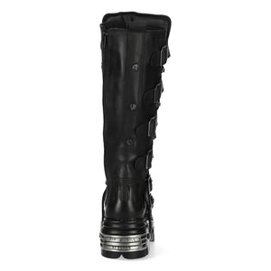 New Rock M-161-C10 Knee High Black Leather Gothic Boots-TruClothing