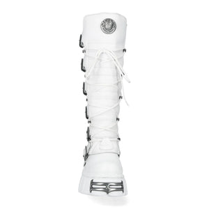 New Rock M-272-C69 Knee High White Leather Gothic Boots-TruClothing