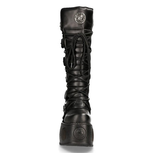 New Rock M-272-S2 Knee High Black Leather Gothic Boots-TruClothing