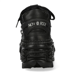 New Rock M-OVERZ106B-C1 Chunky Black Leather Ankle Boots-TruClothing