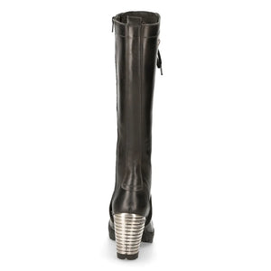 New Rock TR005-S1 Ladies Knee High Black High Heeled Boots-TruClothing