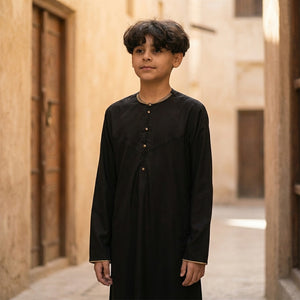 OE-300 - Boy's Emirati Omani Thobe Gold Embroidery-TruClothing