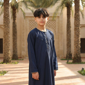 OE-300 - Boy's Emirati Omani Thobe Gold Embroidery-TruClothing