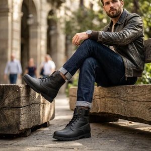 03 C3 - Men's Black Leather Waterproof Ankle Boots