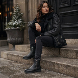 Fabi Igloo B1 - Women's Black Waterproof Leather Ankle Boots