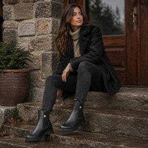 Francesca B1 - Women's Black Waterproof Leather Boots