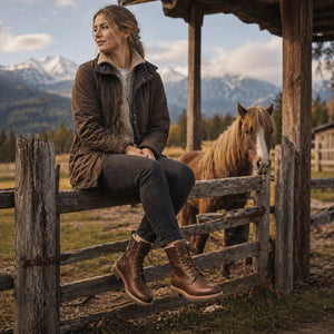 Frisia B10 - Women's Brown Waterproof Leather Combat Boots