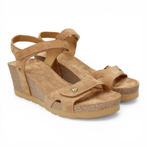 Julia B74 - Women's Wedge Bark Brown Suede Leather Sandals