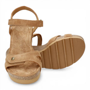 Julia B74 - Women's Wedge Bark Brown Suede Leather Sandals