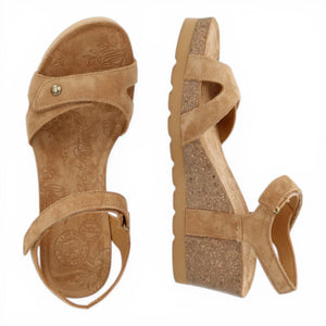 Julia B74 - Women's Wedge Bark Brown Suede Leather Sandals