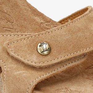 Julia B74 - Women's Wedge Bark Brown Suede Leather Sandals