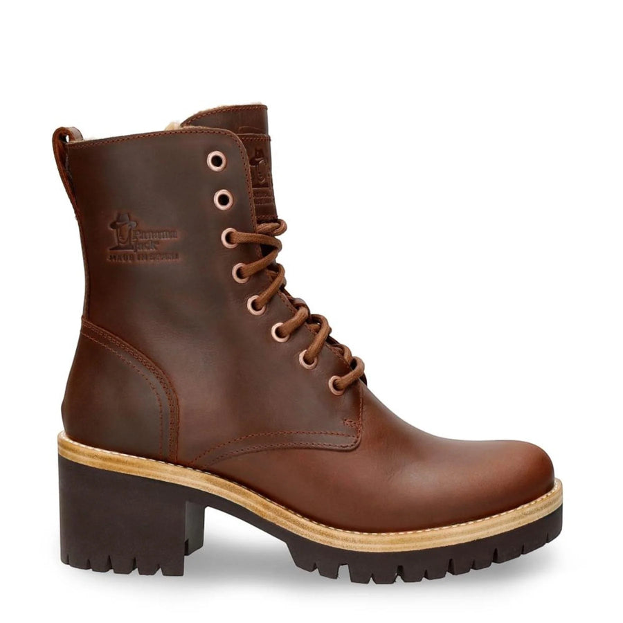 Padma B13 - Women's Brown Waterproof Leather Combat Boots