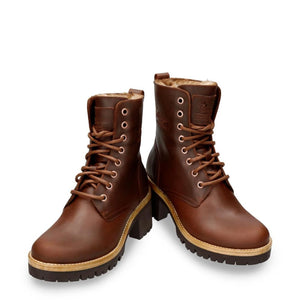 Padma B13 - Women's Brown Waterproof Leather Combat Boots