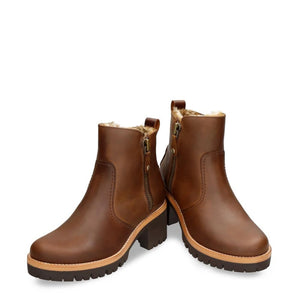 Pauline B9 - Women's Brown Leather Heeled Ankle Boots