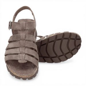 Sasha B6 - Women’s Wedge Stone Grey Suede Leather Sandals