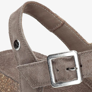 Sasha B6 - Women’s Wedge Stone Grey Suede Leather Sandals