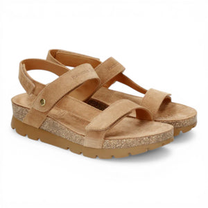 Selma B10 - Women’s Wedge Bark Brown Suede Leather Sandals