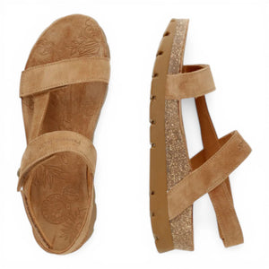 Selma B10 - Women’s Wedge Bark Brown Suede Leather Sandals