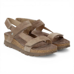Selma B18 - Women’s Wedge Stone Grey Suede Leather Sandals