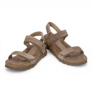 Selma B18 - Women’s Wedge Stone Grey Suede Leather Sandals